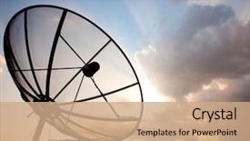  Presentation with satellite dish - PPT layouts featuring big telecommunication satellite dish background and a coral colored foreground