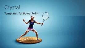  Presentation with tennis - Presentation theme enhanced with big tennis player mixed media background and a light blue colored foreground