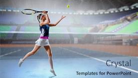  Presentation with tennis - Colorful slides enhanced with big-tennis-player-mixed-media backdrop and a light blue colored foreground