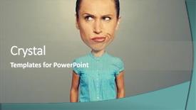  Presentation with cartoon - Cool new PPT layouts with big thinhk - cartoon girl expressing dissatisfaction backdrop and a gray colored foreground