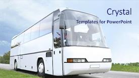  Presentation with bus - Presentation theme having big touristic bus outdoor background and a sky blue colored foreground