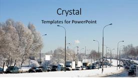 Presentation with traffic jam - Theme featuring big traffic jam after snowing background and a light blue colored foreground