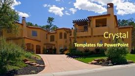  Presentation with villa - Theme having big villa with clouds above it background and a tawny brown colored foreground