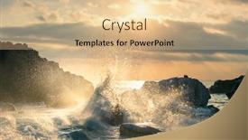  Presentation with sea sun - Presentation design featuring big-wave-hit-the-rock background and a coral colored foreground