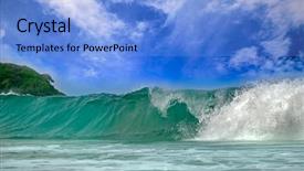  Presentation with wave - PPT theme consisting of storm surge - big wave background and a light blue colored foreground