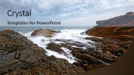  Presentation with mystical - Slide deck having big waves - beautiful mystical fog background and a light blue colored foreground