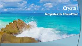 Presentation with rocks and stones - Audience pleasing slide set consisting of big waves - storm stones seascape backdrop and a teal colored foreground