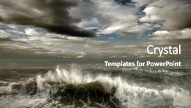  Presentation with storm surge - Presentation theme featuring big waves - view of storm seascape background and a gray colored foreground