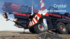  Presentation with crane - PPT theme consisting of big wheel - huge powerful mobile crane background and a ocean colored foreground