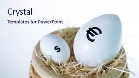  Presentation with golden dollar sign - Colorful PPT theme enhanced with big white egg with euro backdrop and a  colored foreground