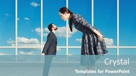  Presentation with forward - PPT theme having big-woman-bending-forward background and a  colored foreground