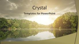  Presentation with autumn wood - Slide set with big wood lake with stormy background and a coral colored foreground