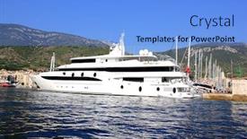  Presentation with croatia - Audience pleasing slide set consisting of big yacht in komiza croatia backdrop and a light blue colored foreground