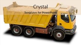  Presentation with dump truck - Cool new presentation with big yellow dump truck isolated backdrop and a yellow colored foreground
