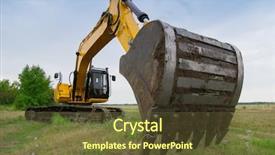  Presentation with yellow green - Beautiful theme featuring big yellow excavator in green backdrop and a tawny brown colored foreground