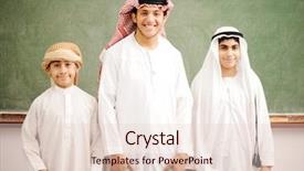  Presentation with arabic children - PPT layouts featuring bigger - arabic children in school classroom background and a lemonade colored foreground