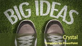  Presentation with green grass artificial top - Presentation theme with bigger - top view of sneakers background and a  colored foreground