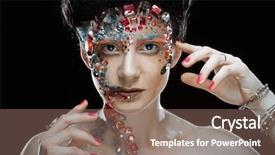  Presentation with artistic - Slide set featuring bight color - closeup portrait of woman background and a violet colored foreground