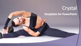  Presentation with fitness - Colorful PPT layouts enhanced with bight color - young attractive female fitness woman backdrop and a gray colored foreground