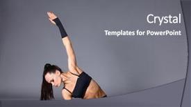 Presentation with fitness - Beautiful presentation theme featuring bight color - young attractive female fitness woman backdrop and a  colored foreground