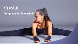  Presentation with fitness - PPT theme consisting of bight color - young attractive female fitness woman background and a  colored foreground