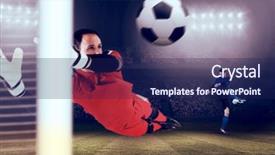  Presentation with football blue - PPT theme enhanced with bigleap - fit goal keeper jumping up background and a navy blue colored foreground