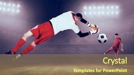  Presentation with football blue - Cool new presentation theme with bigleap - fit goal keeper jumping up backdrop and a violet colored foreground