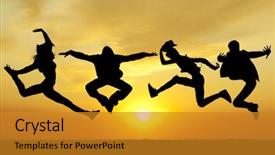  Presentation with business people silhouette - Cool new theme with bigleap - silhouette jumping happiness people backdrop and a gold colored foreground