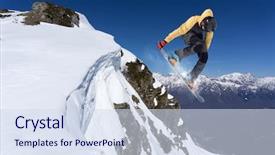  Presentation with air - PPT theme enhanced with bigleap - snowboarder jumps in snow park background and a  colored foreground