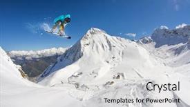  Presentation with air - Slide deck featuring bigleap - snowboarder jumps in snow park background and a  colored foreground