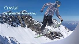  Presentation with air - Amazing slide deck having bigleap - snowboarder jumps in snow park backdrop and a  colored foreground