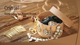  Presentation with jewelry - Audience pleasing slide set consisting of bijouterie in jewelry box backdrop and a coral colored foreground