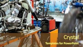  Presentation with mechanics - PPT theme with bike assembly - background image of different tools background and a tawny brown colored foreground