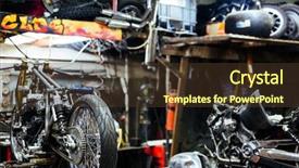  Presentation with mechanics - Slide set featuring bike assembly - background image of disassembled motorcycle background and a tawny brown colored foreground