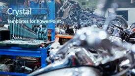  Presentation with mechanics - Colorful slide deck enhanced with bike assembly - background image of empty mechanics backdrop and a ocean colored foreground