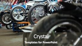  Presentation with repair shop - PPT theme enhanced with bike assembly - background image of several motorcycles background and a dark gray colored foreground