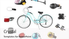  Presentation with spare parts management - Slide set featuring bike assembly - bicycle with parts and accessories background and a sky blue colored foreground