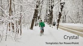  Presentation with green cities - Audience pleasing theme consisting of bike by path along road backdrop and a light gray colored foreground
