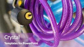  Presentation with padlock - Presentation theme enhanced with bike chain - purple spiral steel cable background and a purple colored foreground