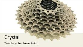  Presentation with cassette - Audience pleasing presentation consisting of bike chain and rear cassette backdrop and a soft green colored foreground