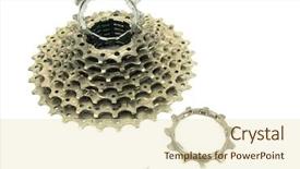  Presentation with mountain bike - Theme with bike chain and rear cassette background and a soft green colored foreground