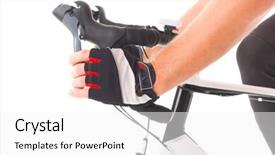  Presentation with brake - Amazing PPT theme having bike components - hand pressing bicycle brake lever backdrop and a white colored foreground