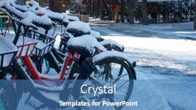  Presentation with bike - PPT theme consisting of bike-covered-with-fresh-winter background and a teal colored foreground