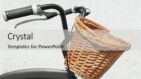  Presentation with stationary bicycle generators - Slide set with bike delivery - bicycle with wicker basket background and a light gray colored foreground