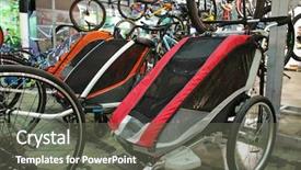  Presentation with artwork exhibition - Audience pleasing PPT layouts consisting of bike event - buggy on bicycle exhibition backdrop and a gray colored foreground