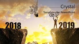  Presentation with new year 2019 - Beautiful slide deck featuring bike event - cyclist with bicycle on rock backdrop and a coral colored foreground