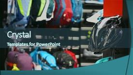  Presentation with artwork exhibition - Colorful presentation enhanced with bike event - stand with helmets on bicycle backdrop and a  colored foreground