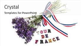  Presentation with floral border lavender flowers - Audience pleasing slide deck consisting of bike event - tour de france with bouquet backdrop and a white colored foreground