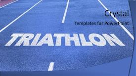  Presentation with triathlon - Slides having bike event - triathlon written on running track background and a teal colored foreground