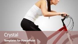  Presentation with group of three young girl - Amazing presentation theme having bike event - young sporty girl cycling backdrop and a coral colored foreground